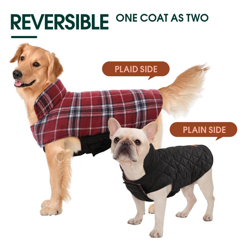 Kuoser Waterproof Dog Coat, Reversible Dog Jacket for Medium Dogs, Adjustable Durable Doggie Winter Coat Warm Puppy Cold Weather Apparel from Small to Large Breed, Red M - Image 4